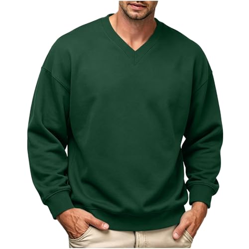 Sweatshirt homme style classique couleur unie col V ample et chic