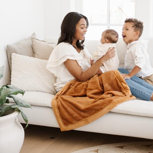 Image of SARANONI Luxury Receiving Blankets for Babies | Ultra-Soft Lush and Boutique Quality Baby Blanket | Camel - 40” x 30”