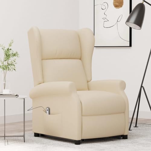 SKM Sillón elevable Tela Crema,Mobiliario,Sillas,Sillones,Crema,48.6 kg,289739