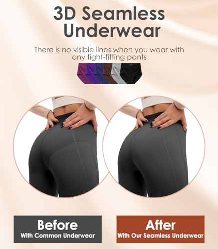Image of Kalapa Seamless Womens Underwear High Waisted No Show Briefs Silky Stretch Breathable Full Coverage Ladies Panties Multi Pack