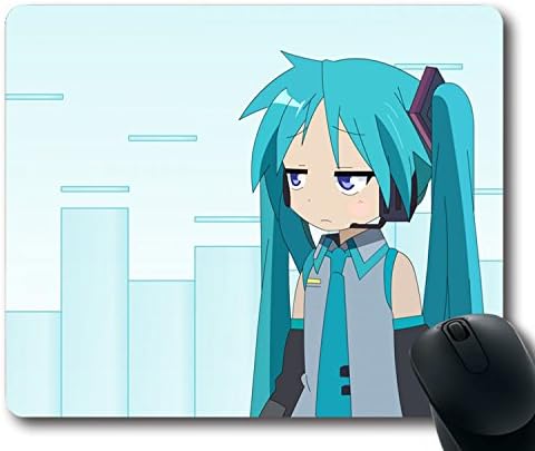 Custom Gaming Mouse Pad with Vocaloid Lucky Star Hatsune Miku Hiiragi Kagami Headphones Tie Non-Slip Neoprene Rubber Standard Size 9 Inch(220mm) X 7 Inch(180mm) X 1/8(3mm) Desktop Mousepad Laptop Mousepads Comfortable Computer Mouse Mat