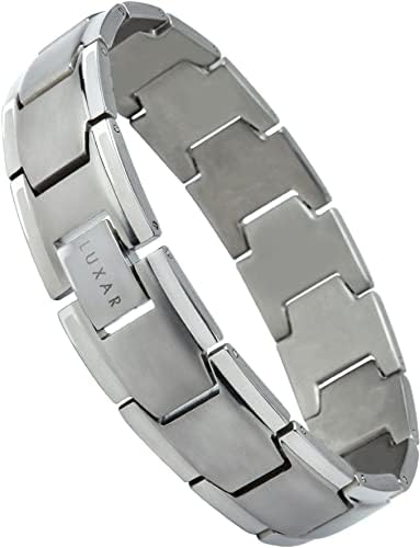 LUXAR® Men's Titanium Link Bracelet | Solid Titanium Adjustable Bracelet Designed for Men | Explore The World of Luxar [Brushed Titanium]