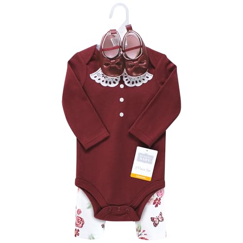 Image of Hudson Baby Unisex Baby Cotton Bodysuit, Pant and Shoe Set