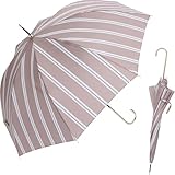 assa 傘 レディース ジャンプ 雨傘 長傘 おしゃれ 軽量 ブランド ストライプ 軽い ジャンプ傘 ワンタッチ 柄 (RJ224/MOCHA)