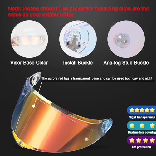 Image of PSLER Shatterproof Motorcycle Helmet Visor for K6 K6s,Transparent Red