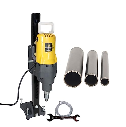 Steel Dragon Tools 185 8in. Concrete Hole Boring Rig Wet & Dry Core Drill with 2in. 3in. 4in. Wet Laser Welded Diamond Concrete Bits