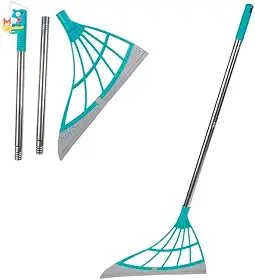 MOP Rodo com Cabo Retratil de Aço Inoxidável Cabeça Flexível em Silicone Azul e Cinza Vassoura magica Multifuncional Limpa Vidro e Seca 83.5 cm