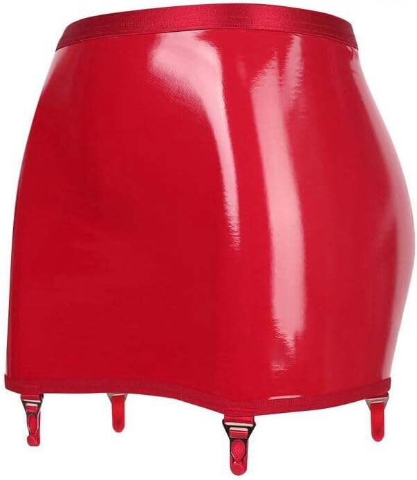 Glossy Shiny Patent Leather Girdle Garter with 4 Metal Clips Lingerie Nightwear Undergarment Party Wear One Size