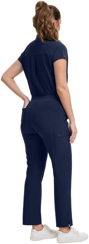 Kitmaz Women's Scrub Set - Convertible Mandarin/V-Neck Top & Straight Pants, 13 Pockets, Wrinkle & Splash Resistant Fabric - Image 2