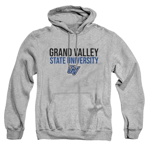 GVSU Grand Valley State University Official Stacked Unisex Adult Pull-Over Hoodie,Athletic Heather, 3X-Large