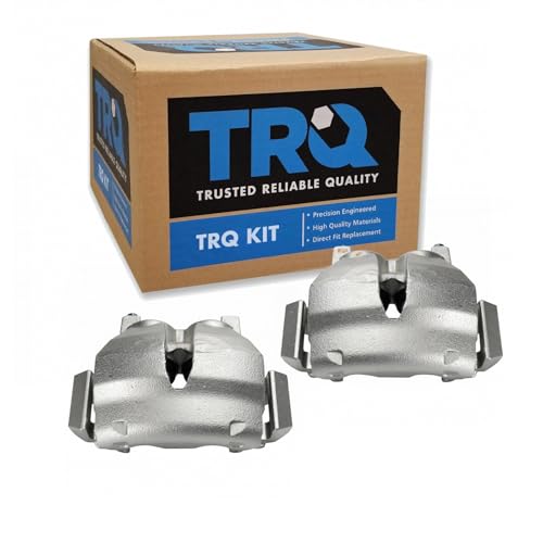 Image of TRQ Front Brake Caliper Set Zinc Coated Brackets Compatible with 2003-2006 Ford Expedition 2003-2006 Lincoln Navigator