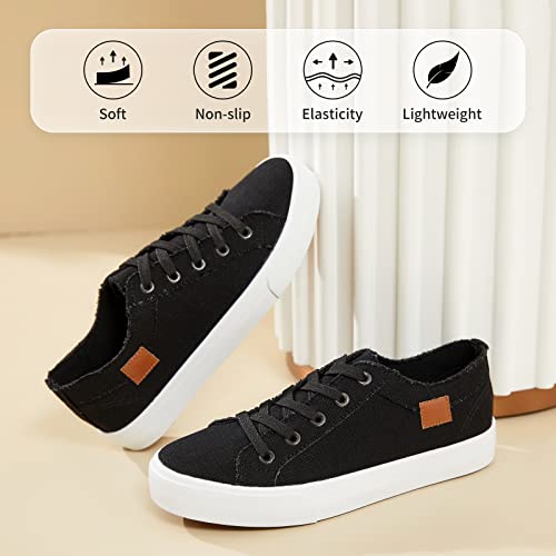 Image of Women's Sneakers Canvas Shoes for Women Lace up Fashion Canvas Sneakers Classic Low Top Casual Shoes