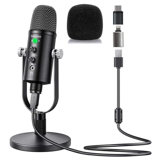 Mercase USB Condenser Microphone for Computer,Mac,Smartphone,PS4 and PS5, ASMR Mic with Noise Cancelling and Reverb, for Recording, Singing, Gaming, Podcasts, YouTube, Tiktok