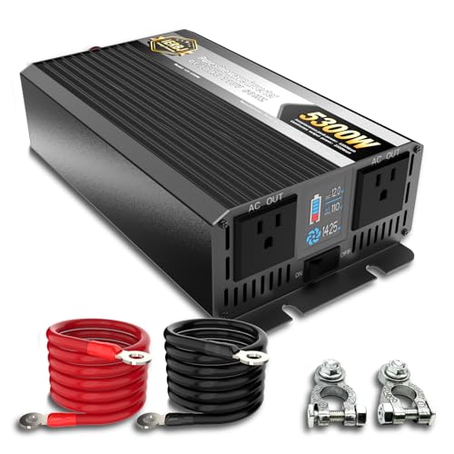 Image of IERBJ 1100W Power Inverter, DC 12V to AC 110V, 2600W Peak Power, LED Display, Pure Sine Wave,Cooling Fan,for Vehicles,Car,RV,Truck,Ship