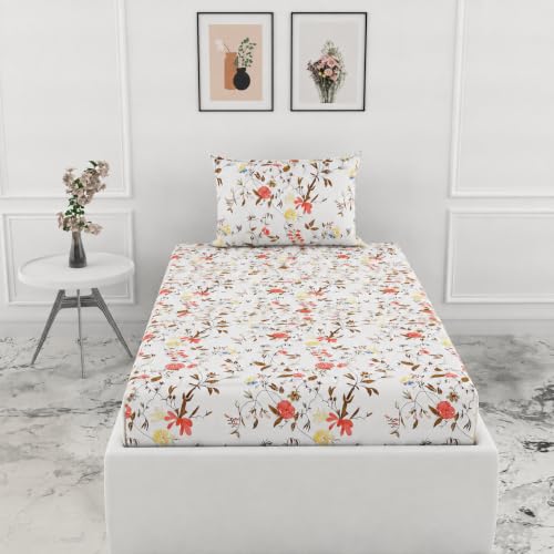 Image of VOMZER Premium 320 TC Fitted Bed Sheet with Full Elastic - Deep Pocket Design - Wrinkle Resistant Fitted Bedsheet 36x72 Single White