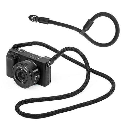 2 Pcs Tracolla per Fotocamera Effetto Corda 100cm, 30cm Cinghia Macchina da Polso per Fotografica, Robusto Tracolla Fotocamera, Addensamento Tracolla Macchina Fotografica per Canon Sony Fuji DSLR,Nero