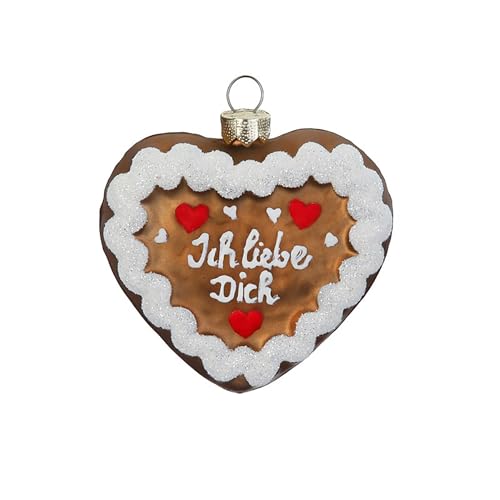 Christbaumschmuck Glas 6cm - Lebkuchen Herz Figur zum Aufhängen -...