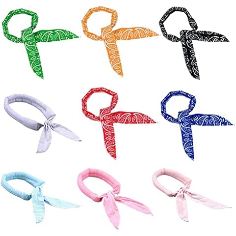 Srliya 9 Pcs, Cooling Scarf, Wrap Soaked Tie Around Neck, Ice Cool Scarf Hairband Bandana Ice Scarf Collar Neck Cover