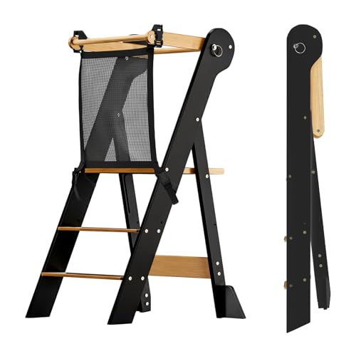 COSYLAND Montessori Lernturm ab 1 Jahr klappbar – Höhenverstellbarer Kinder...