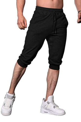 FIRSTGYM Mens Workout 3/4 Jogger Pants Tapered Fit Sweatpants Casual Joggers4