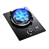 Gas Cooker 1 Burner,5.2KW 13-cavity High-heat Stove,Household LPG/Natural Tempered Glass Countertop,with Flame Failure Protection and Timers(NG)