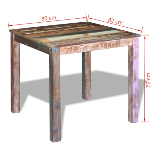 Table à manger en bois massif table de cuisine rectangulaire multicolore 80 cm - 3
