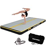 AirMat Nordic Carbon Air Mat Tumble Track 10ft/13ft/16ft/20ft/26ft with Electric Air Pump, Inflatable Gymnastics Mat for Home, Best for Gymnastics, Cheerleading, Tumbling Mat (10ft, Yellow)
