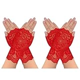 obmwang 2 Pairs Women's Lace Gloves Fingerless Floral Gloves for Bridal Prom Wedding Party Costume Accessories