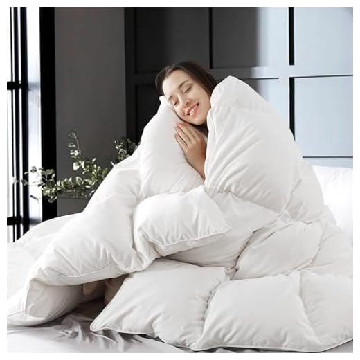 WhatsBedding Feather Down Fiber Comforter, White, Full Size 82"x86"