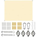 Voile d'ombrage rectangulaire avec œillets, 3 x 4 m, avec Fixation, pour Balcon, Protection Anti UV et résistant aux intempéries, pour terrasse, Jardin, Piscine