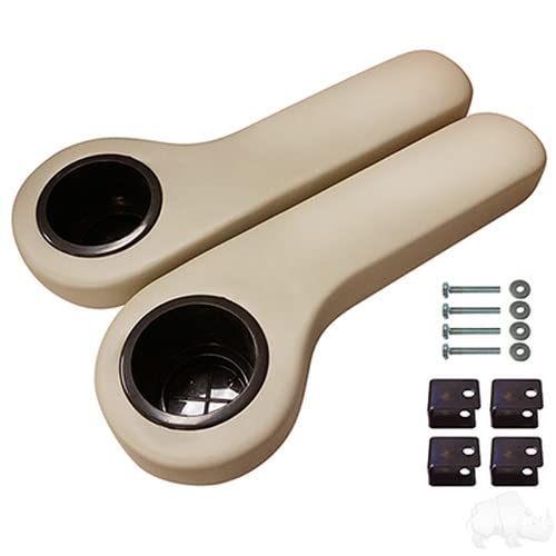 Universal Golf Cart Rear Seat Arm Rests With Cup Holders - Tan #TOP6