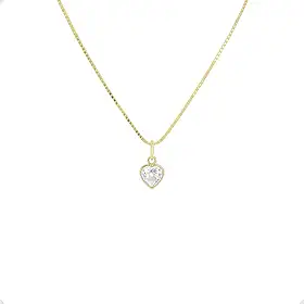 Colar Ponto de Luz Coração Cor Dourado 45 cm