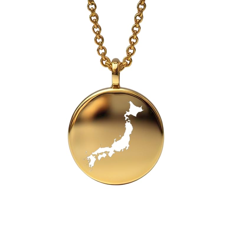 Pendentif carte du Japon en argent sterling plaqué or 14 carats, forme ronde de 24 mm et épaisseur de 1,5 mm, breloque Terre, bijou de voyage délicat | Médaillon gravé Aventure | LKB_MAP_489