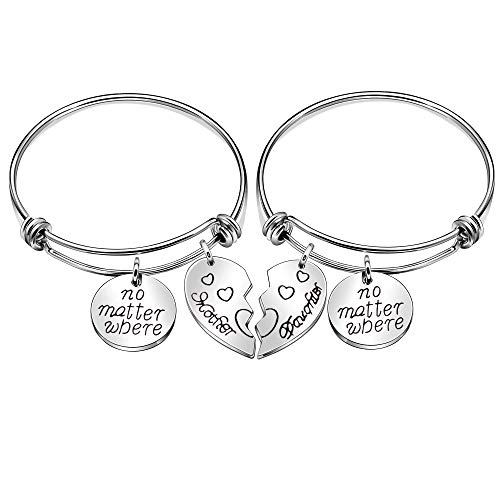 2pcs Expandable Bangle Bracelets Mother Day Birthday Gifts Love Between Mother and Daughter is Forever