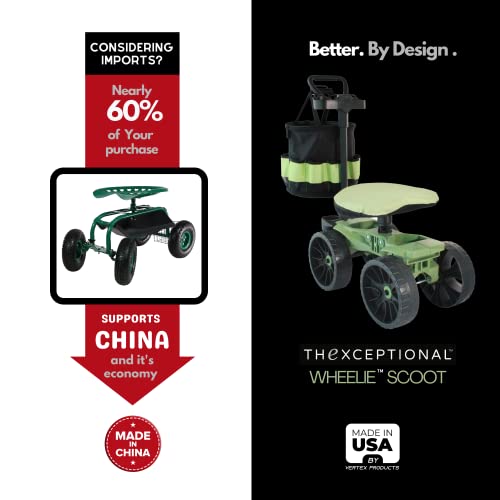 TheXceptional Wheelie with Tool Toter Handle, Bucket and Comfort Cushion | Premium Cart with Rolling Tool Holder | Made in USA by Vertex | Model EX590 - Thumbnail 2
