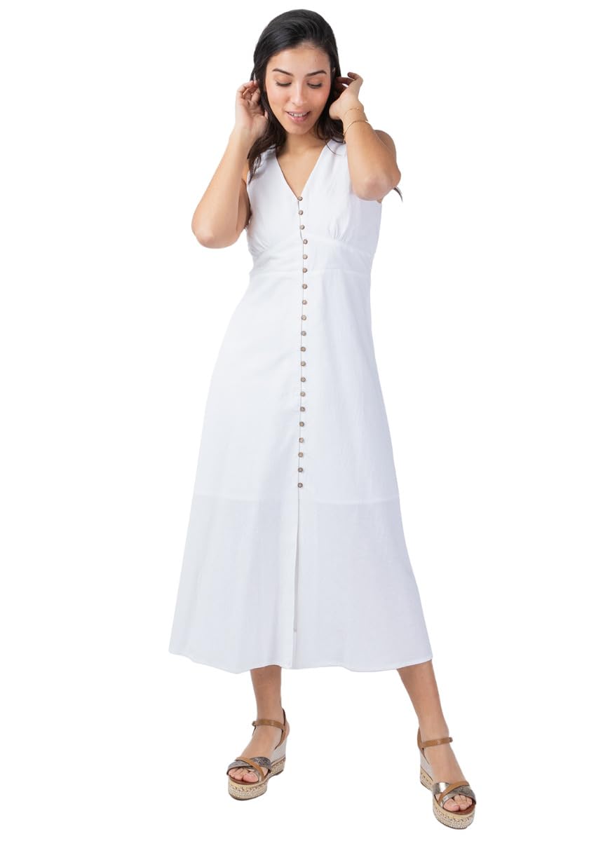 Robe longue sans manches Seraphine blanc en tissu noble premium - 5
