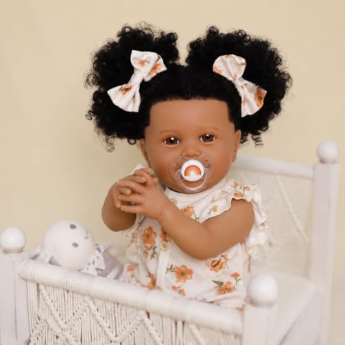 Muñeca Reborn Realista 18 Pulgadas Negra Artesanal miniatura 4