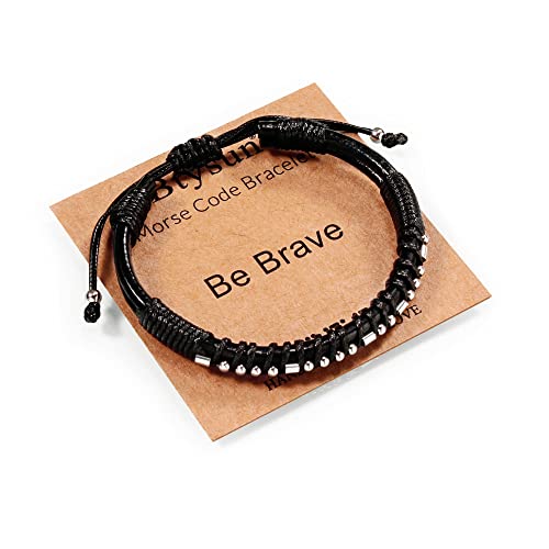 Inspirational Gifts for Men Morse Code Bracelets Mens Bracelets Graduation Gifts for Him Fathers Day Adjustable Leather Bracelet Motivational Birthday Annivesary Jewelry Stocking Stuffers for Men