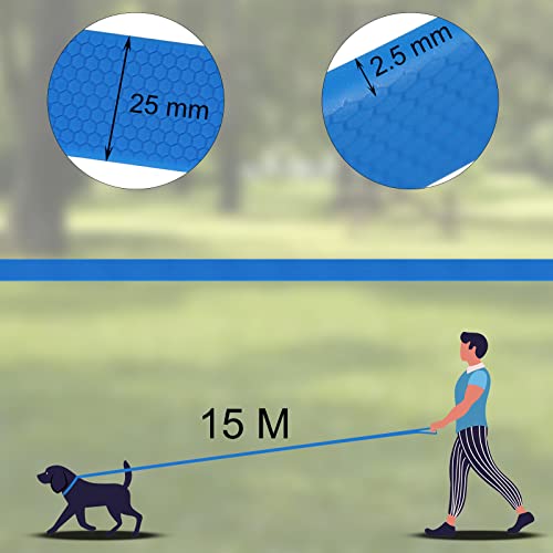 Wolfone Schleppleine für Hunde,15m Blau wasserdichte Lange Rückruf Hundeleine mit Anti-Rutsch-Griff, Heavy Duty robuste Ausbildung Hundeleine für Outdoor-Aktivitäten