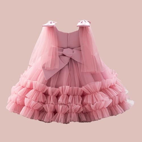 IDOPIP Toddler Baby Girls Butterfly Dresses Tulle Tutu Pageant Wedding Flower Girl Dress Princess Birthday Party Bowknot Gown3