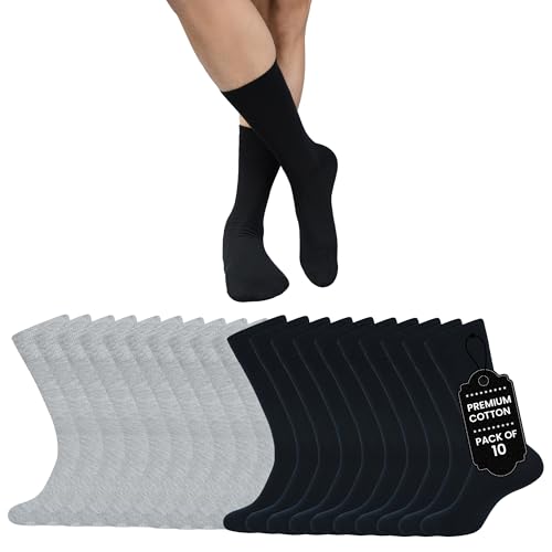 Mens Dress Socks| Pack of 10| Trouser Breathable Business Professional Formal Wear | Everyday Sock | Solid Colors