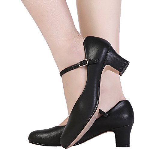 Stelle 2" Women Character Dance Shoes Ankle Strap Heels For Ballroom Salsa Tango Flamenco Latin (8Mw, Black) #TOP2