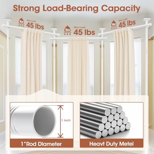 Image of SUNALLY Room Divider Curtain Rod, No Drilling Wall Divider for Room Separation, 4-10ft(H) 28-171inch(W) Adjustable Heavy Duty Partition Space Separator Freestanding Tension Curtain Stand, White