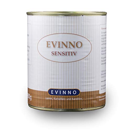 EVINNO Sensitiv Lamm, Kartoffel und Gemüse 800 g Dose Premium Schonkost Nassfutter für den sensiblen Hund oder bei Futterunverträglichkeit (12x800g) Cover