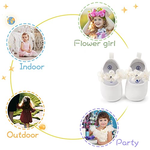 Kidsun Infant Baby Girls Mary Jane Shoes Non-Slip Rubber Sole Ballet Slippers Princess Dress Wedding Shoes Newborn Crib Shoes First Walkers Shoes #TOP2
