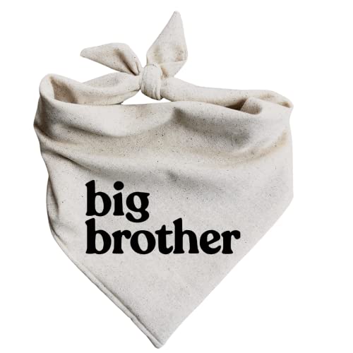 Dog Bandana Pregnancy Announcement Big Brother Baby Reveal Oatmeal Cream Minimal Neutral Color Announcement to Family (Large)