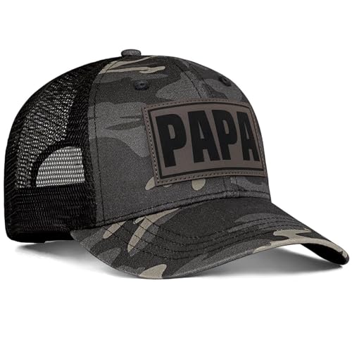 Image of Papa Dad Trucker Hat - Adjustable Men's Snapback Hats for Dad Grandpa, Fathers Day Birthday Gifts from Daughter Son