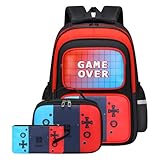 Set de 3 Mochilas para Niños, Mochila de Juegos de Gran Capacidad para Niños, con Bolsa para Lápices y Bolsa Almuerzo,...