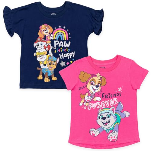 Paw Patrol Girls 2 Pack T-Shirts Toddler to Big Kid Sizes (2T - 10-12)