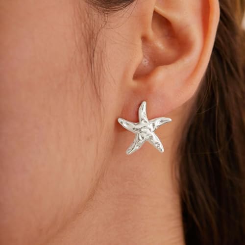 VRIUA Starfish Earrings for Women - 14K Gold/Silver Plated Dainty Starfish Seashell Earrings Hypoallergenic Summer Beach Ocean Inspired Jewelry2